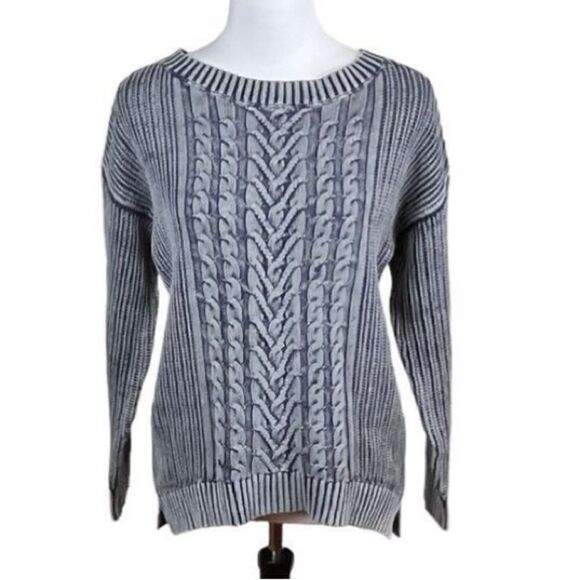 PBJ Blues Women’s Denim Style Knit Sweater with Back Exposed Zipper, Size M, New - Picture 1 of 7
